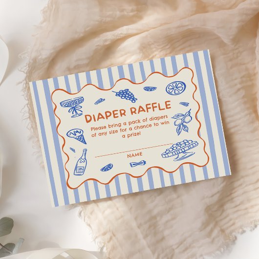 Hand Drawn Italian Baby Shower Diaper Raffle エンクロージャーカード