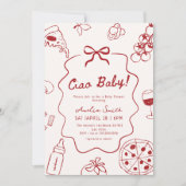 Hand Drawn Italian Ciao Baby Shower 招待状 (正面)