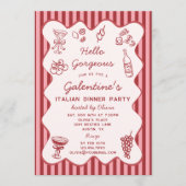 Hand Drawn Italian Pasta Dinner Galentines Party 招待状 (正面)