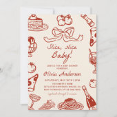 Hand Drawn Italian Pizza Slice slice Baby Shower 招待状 (正面)