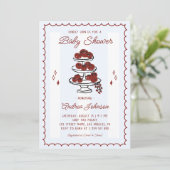 Hand Drawn Italian Stripes & Tomatoes Baby Shower 招待状 (スタンド正面)