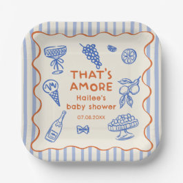 Hand Drawn Italian That's Amore Bridal Shower ペーパープレート