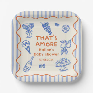 Hand Drawn Italian That's Amore Bridal Shower ペーパープレート