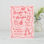 Hand Drawn Jingle and Mingle Christmas Party 招待状 (スタンド正面)