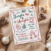 Hand Drawn Jingle and Mingle Christmas Party 招待状