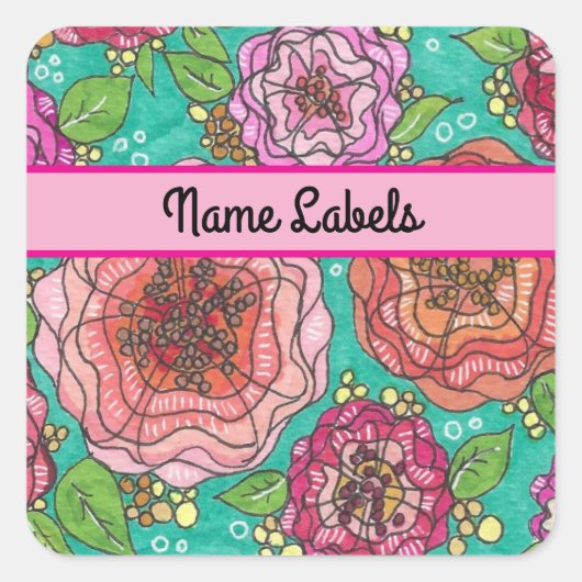 Hand-Drawn Label Stickers for Home Organization スクエアシール (正面)