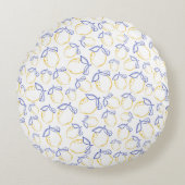 Hand Drawn Lemon Pattern Round Pillow ラウンドクッション (正面)