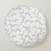 Hand Drawn Lemon Pattern Round Pillow ラウンドクッション (裏面)