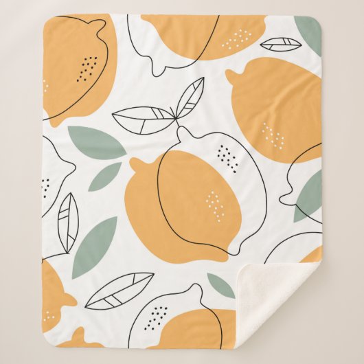 Hand drawn Lemons background. Seamless pattern wit シェルパブランケット (正面)