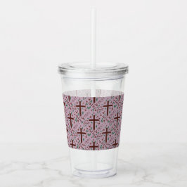 Hand-drawn Lenten Cross and Roses Clear Tumbler アクリルタンブラー