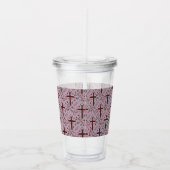 Hand-drawn Lenten Cross and Roses Clear Tumbler アクリルタンブラー (右)