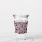 Hand-drawn Lenten Cross and Roses Clear Tumbler アクリルタンブラー (裏面)