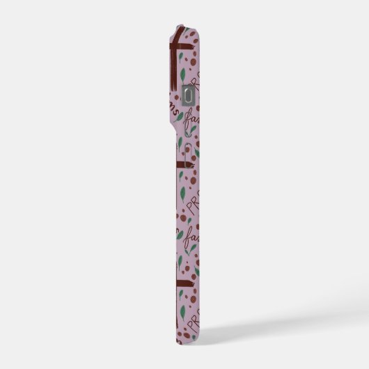 Hand-drawn Lenten Cross and Roses IPhone Case iPhoneケース (左側面)