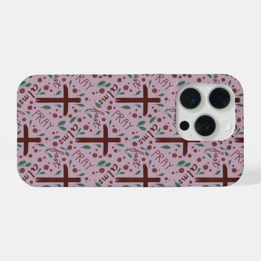 Hand-drawn Lenten Cross and Roses IPhone Case iPhoneケース (裏面横)