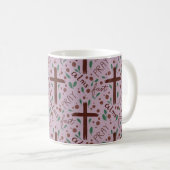 Hand-drawn Lenten Cross and Roses Mug コーヒーマグカップ (正面右)