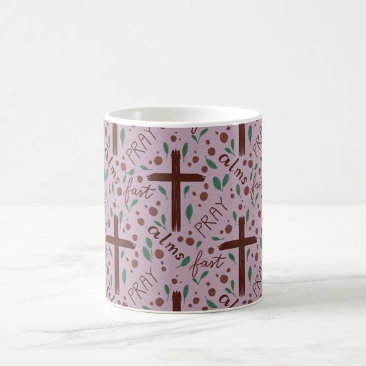 Hand-drawn Lenten Cross and Roses Mug コーヒーマグカップ (中央)