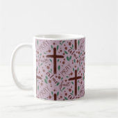 Hand-drawn Lenten Cross and Roses Mug コーヒーマグカップ (左)