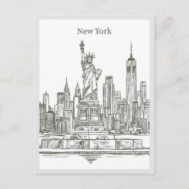 Hand drawn Liberty Statue New York Landmark ポストカード
