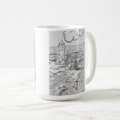 Hand drawn light House on mug コーヒーマグカップ (正面右)