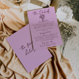 Hand Drawn Lilac Burgundy Floral Wedding Details エンクロージャーカード