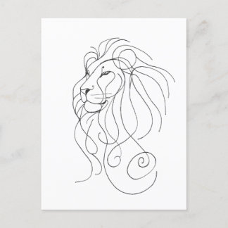 Hand Drawn Lion - Minimalist Line Art インビテーションポストカード