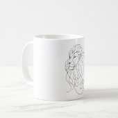 Hand Drawn Lion - Minimalist Line Art コーヒーマグカップ (正面左)