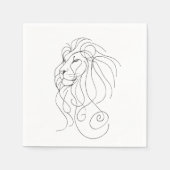 Hand Drawn Lion - Minimalist Line Art スタンダードカクテルナプキン (正面)