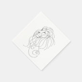 Hand Drawn Lion - Minimalist Line Art スタンダードカクテルナプキン (角)