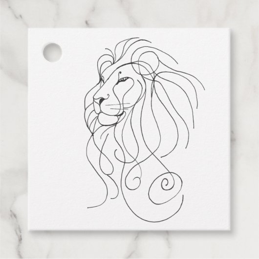 Hand Drawn Lion - Minimalist Line Art フェイバータグ (正面)