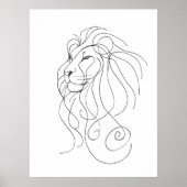 Hand Drawn Lion - Minimalist Line Art ポスター (正面)