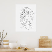 Hand Drawn Lion - Minimalist Line Art ポスター (キッチン)