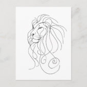 Hand Drawn Lion - Minimalist Line Art ポストカード (正面)