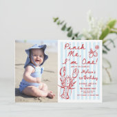 Hand Drawn Lobster 1st Birthday Photo Invitation 招待状 (スタンド正面)