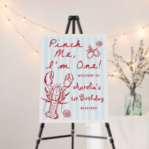 Hand Drawn Lobster 1st Birthday Welcome