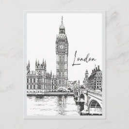 Hand drawn London Street Scene Landmark ポストカード