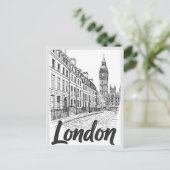 Hand drawn London Street Scene Landmark ポストカード (スタンド正面)