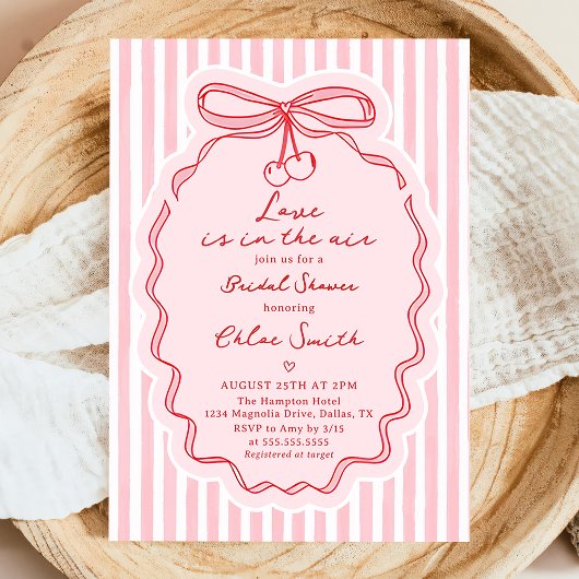 Hand Drawn Love Is In The Air Bow Bridal Shower 招待状