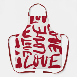 Hand-Drawn Love Pattern Playful Modern Romantic  エプロン