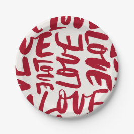 Hand-Drawn Love Pattern Playful Modern Romantic  ペーパープレート