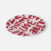 Hand-Drawn Love Pattern Playful Modern Romantic  ペーパープレート (アングル)