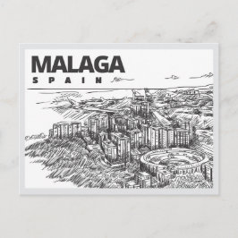 Hand drawn Malaga Spain Landmark ポストカード