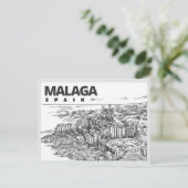 Hand drawn Malaga Spain Landmark ポストカード (スタンド正面)