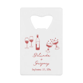 Hand Drawn Maroon Illustrations Doodles Wedding クレジットカード栓抜き