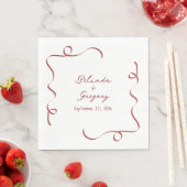 Hand Drawn Maroon Illustrations Doodles Wedding スタンダードランチョンナプキン (インサイチュ)