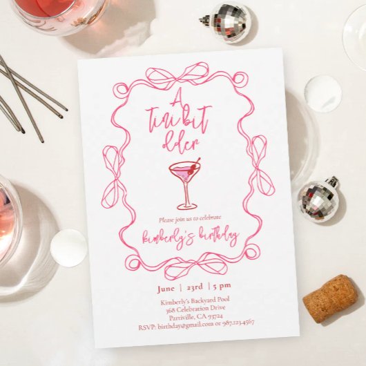 Hand drawn Martini A Tiny Bit Older Birthday Party 招待状