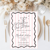  Hand-Drawn Martini Pink Stripes Bridal Shower 招待状