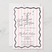  Hand-Drawn Martini Pink Stripes Bridal Shower 招待状 (正面)