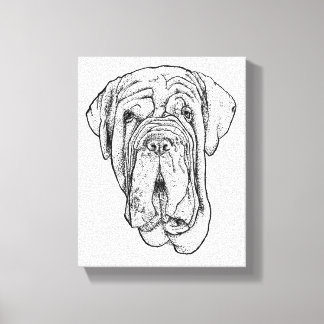 Hand-Drawn Mastiff Portrait Canvas Art キャンバスプリント