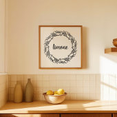 Hand-Drawn Mediterranean Lemon Wreath Art ポスター