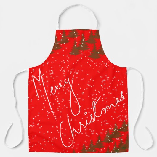 Hand-Drawn Merry Christmas エプロン (正面)